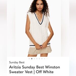 NWOT ARITZIA Sunday Best WINSTON Cream Cable Knit Vest